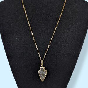 V. Natural Obsidian Electroformed Arrowhead Pendant Necklace